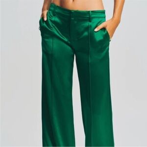 NWT RETROFETE eliza satin pant in emerald